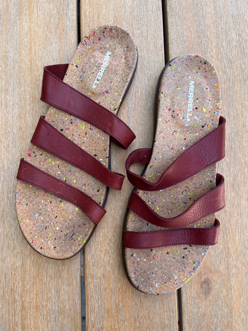 Merrell Womens Merlot Napa Valley Slide Sandals Cork Footbed Size 11